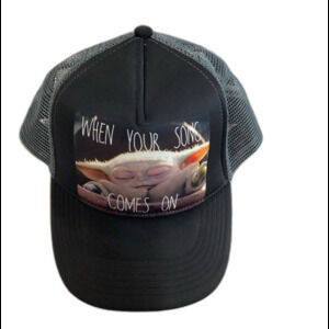 Star Wars Cap Hat Unisex Snapback Black Baby Yoda Graphic Foam Front Truckers